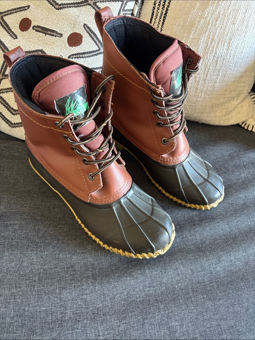 Itasca Brown and Black Waterproof Duck Boots - Lace-Up Men's Rain & Snow